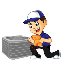 Hvac Cleaner or technician checking air conditioner