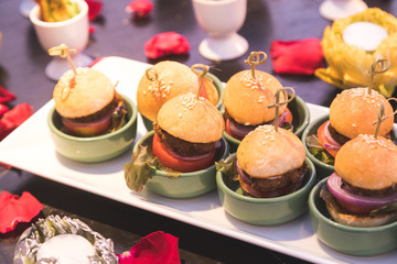 mini burger with meat mix indian ingredient put in little bowl