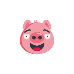 Happy piggy face emoji flat icon, vector sign, colorful pictogram isolated on white. Smiling piggy emoticon symbol, logo illustration. Flat style design