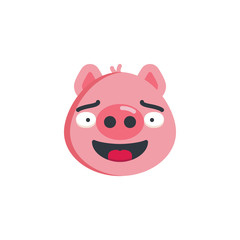 Happy piggy face emoticon flat icon, vector sign, colorful pictogram isolated on white. Positive piggy face emoji symbol, logo illustration. Flat style design