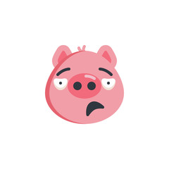 Unhappy piggy face emoticon flat icon, vector sign, colorful pictogram isolated on white. Confused piggy face emoji symbol, logo illustration. Flat style design