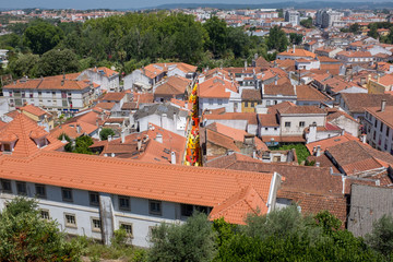 Fototapeta na wymiar View over the rooftops of Tomar during Festa dos Tabuleiros, Portugal
