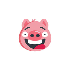 Piggy funny face emoticon flat icon, vector sign, colorful pictogram isolated on white. Happy piggy face emoji symbol, logo illustration. Flat style design