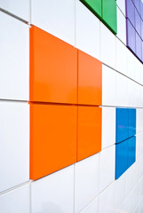 Colorful Metallic Facade Panels On Wall