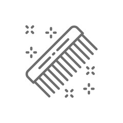 Hair comb, hairdresser brush, barber tool line icon.