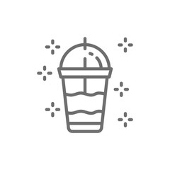 Disposable cup, smoothies, milkshake line icon.