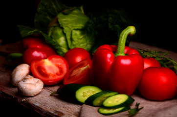 Vegetables . Fresh Bio Vegetable in a Basket. Over Nature Background