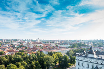 Fototapeta na wymiar VILNIUS, LITHUANIA - September 2, 2017: Street view of downtown in Vilnius city, Lithuanian