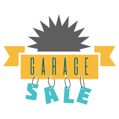 Garage sale sign advertising deals. Logotypes template with total sale vector illustration. Special offer and sell-out concept. Isolated on white