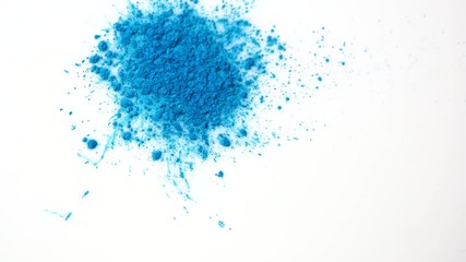 Colorful, dry, blue ink in white liquid, iridescent background. Bright, blue powder moving in liquid substance. - Powered by Adobe