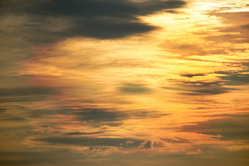 Cloudy orange sky at dusk