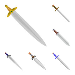 Vector design of sword  and dagger  logo. Collection of sword  and weapon stock vector illustration.