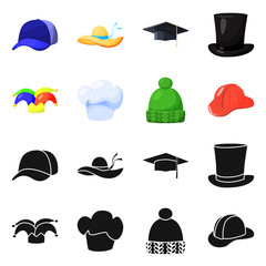 Vector design of clothing and cap symbol. Collection of clothing and beret vector icon for stock.