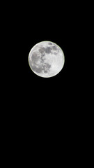 Full moon in the black sky.