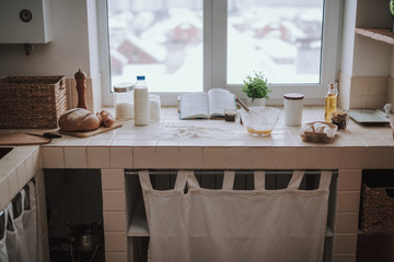 Panorama view of a comfortable kitchen table