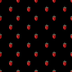 Seamless pattern with hand drawn wild strawberries