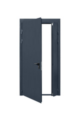 Steel Dark Blue Metallic Door With Lock And Handle