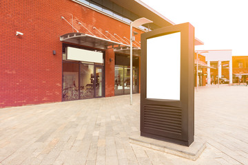 Vertical empty billboard placeholder template on the street, day light