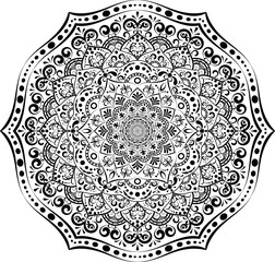 Lace pattern vector for coloring book, Indian, Latin, Chinese motifs Mandala