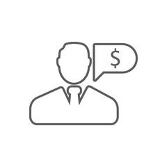 Fototapeta na wymiar people talk about finances icon. Element of Finance for mobile concept and web apps icon. Outline, thin line icon for website design and development, app development