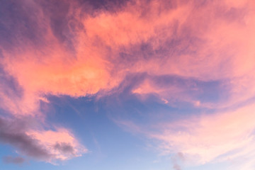 Fototapeta na wymiar Pink Clouds Blue Sky Scenic Season Weather color Landscape