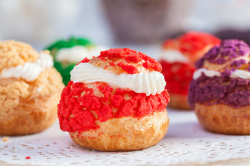delicious cakes on a white plate on a white background