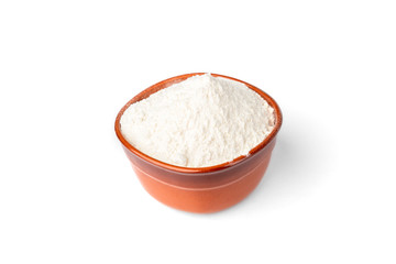 Wheat flour isolated on white background.