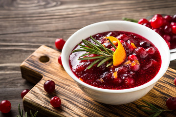  Cranberry sauce with orange and rosemary.