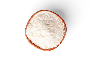 Wheat flour isolated on white background.
