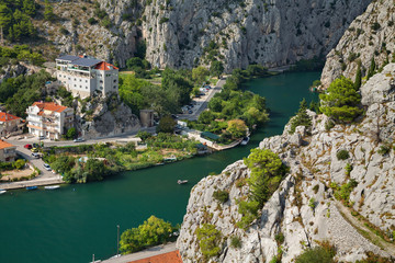 Omis, Croatia - view from The Fortress Mirabella (Peovica) at Cetina River