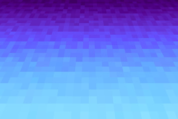 Abstract violet gradient background. Texture with pixel square blocks. Mosaic pattern. Plane in perspective