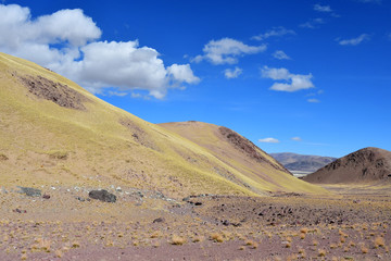  Tibetan mountains on the way to lake Mershung in summer in clear weather