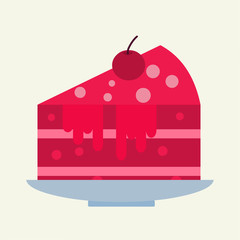 piece of cherry cake vector illustratio