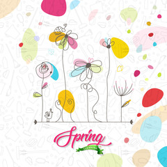 Spring cleaning with set of cleaning supplies and tools pattern. Spring cleaning background.
