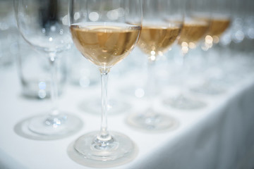 closeup of glass of white wine