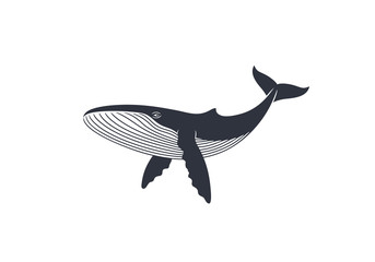 Whale logo. Isolated whale on white background
