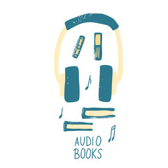 Set of audio books symbols. Vector illustration.
