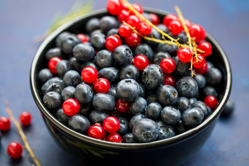 Berries in black bowl