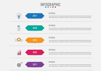 Business infographic labels template with 5 options.Creative concept for infographic..