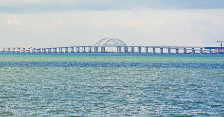 Sea landscape with  Black Sea and  Crimean bridge.