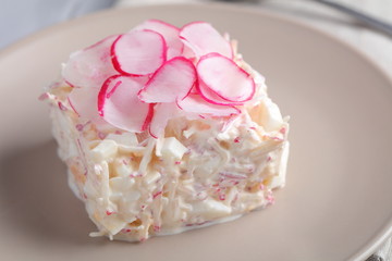 Spring salad with radish, egg, and sour cream