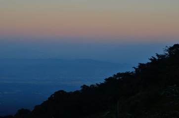 Sunset at the Top of  Mon Jam , mountain in Chiang Mai, Thailand