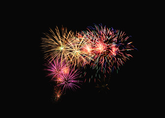 Colorful fireworks explosion in festive celebration