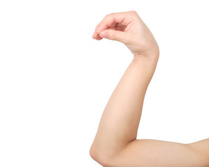 Hands showing the gestures of salt sprinkling. isolated with clipping path.