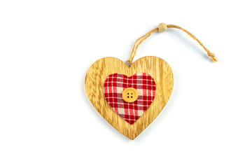 Valentine Day background with decorative hearts on wood. Isolated. Place for text.
