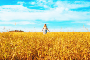 Young woman on a wheat field