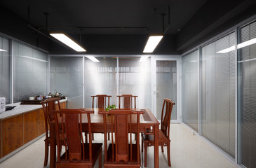 Chinese style furniture in the pantry interior, in the office