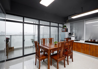 Chinese style furniture in the pantry interior, in the office