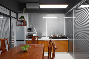 Chinese style furniture in the pantry interior, in the office