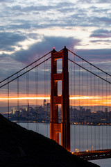 Golden Gate Bridge during Sunrise. San Franciasco, California, USA